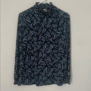 Anne Klein Black and Blue Abstract Blouse
